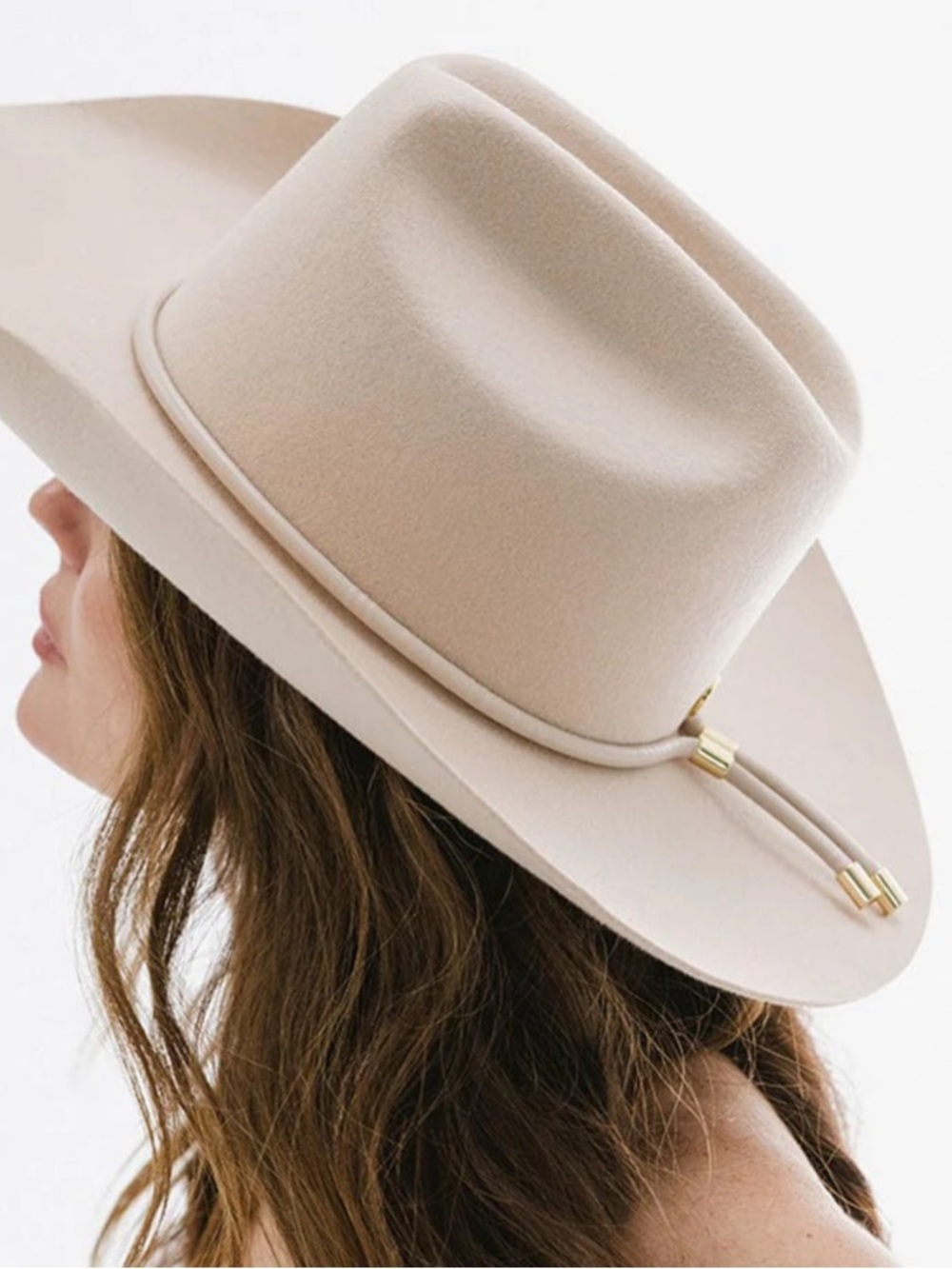 Gigi pip vegan leather bolo adjustable hat band cream